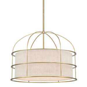 Gateway Park Collection 5-Light Convertible Pendant in Soft Brass with Oatmeal Fabric Shade Minka Lavery 2155-695