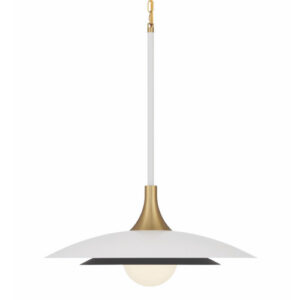 Welsh Collection LED Tiered Pendant in White with Brushed Brass Accent and White Opal Glass Shade Eurofase 46785-015