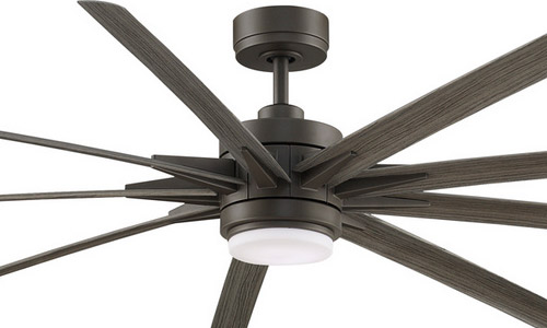 Odyn 84 Collection (wet rated) 84” 9-Blade Ceiling Fan in Matte Greige with Weathered Wood Blades and Opal Frosted LED Light Visual Comfort FPD8159GRW